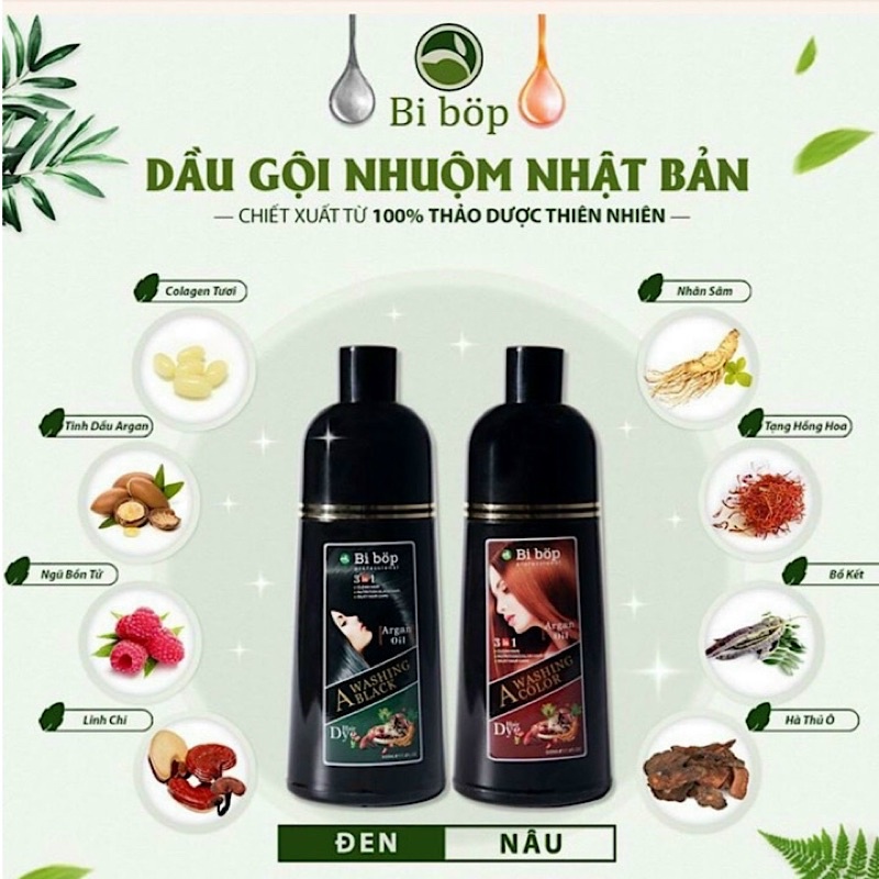 Dầu gội nhuộm đen/nâu phủ bạc thảo dược NHẬT BẢN