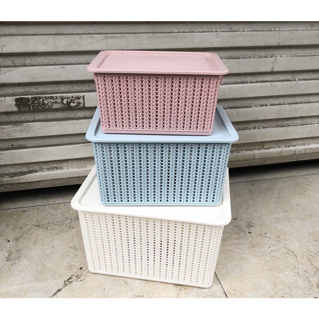 Rổ nhựa hình chữ nhật có nắp Việt Nhật freeship đẹp màu pastel