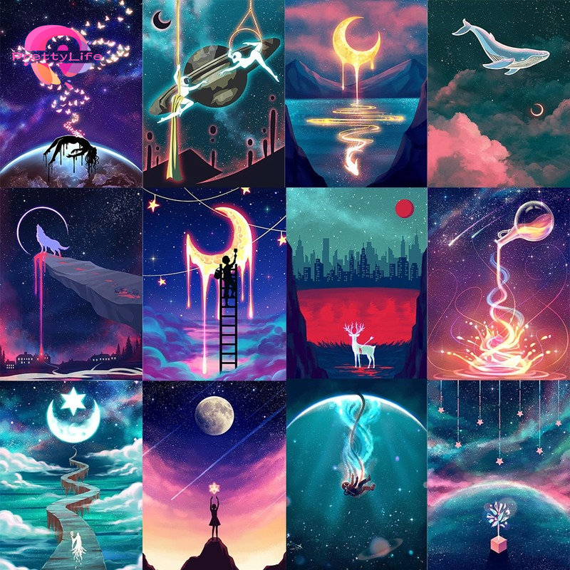 Bộ tranh đính đá 5D họa tiết phong cảnh độc đáo DIY