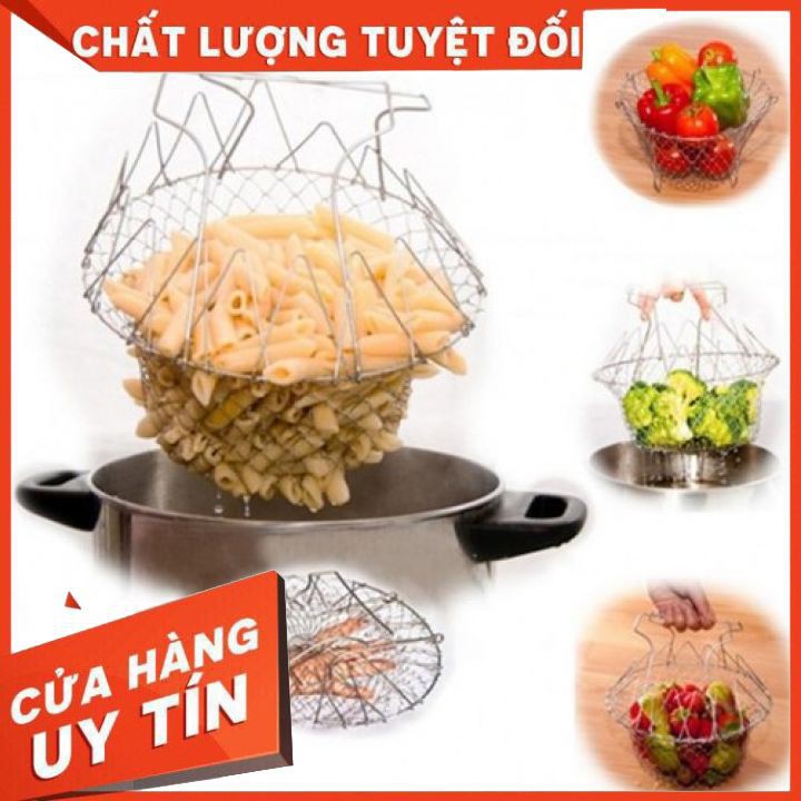 Rổ chiên nhúng đa năng inox cao cấp Rổ Nhúng Thực Phẩm Inox Không Gỉ Lọc Dầu Mỡ Có Quai Cầm