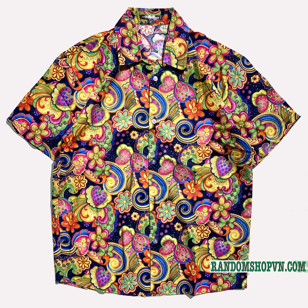 Áo sơ mi trái cây đi biển, sơ mi hoa quả, chất liệu kate làm đồng phục du lịch