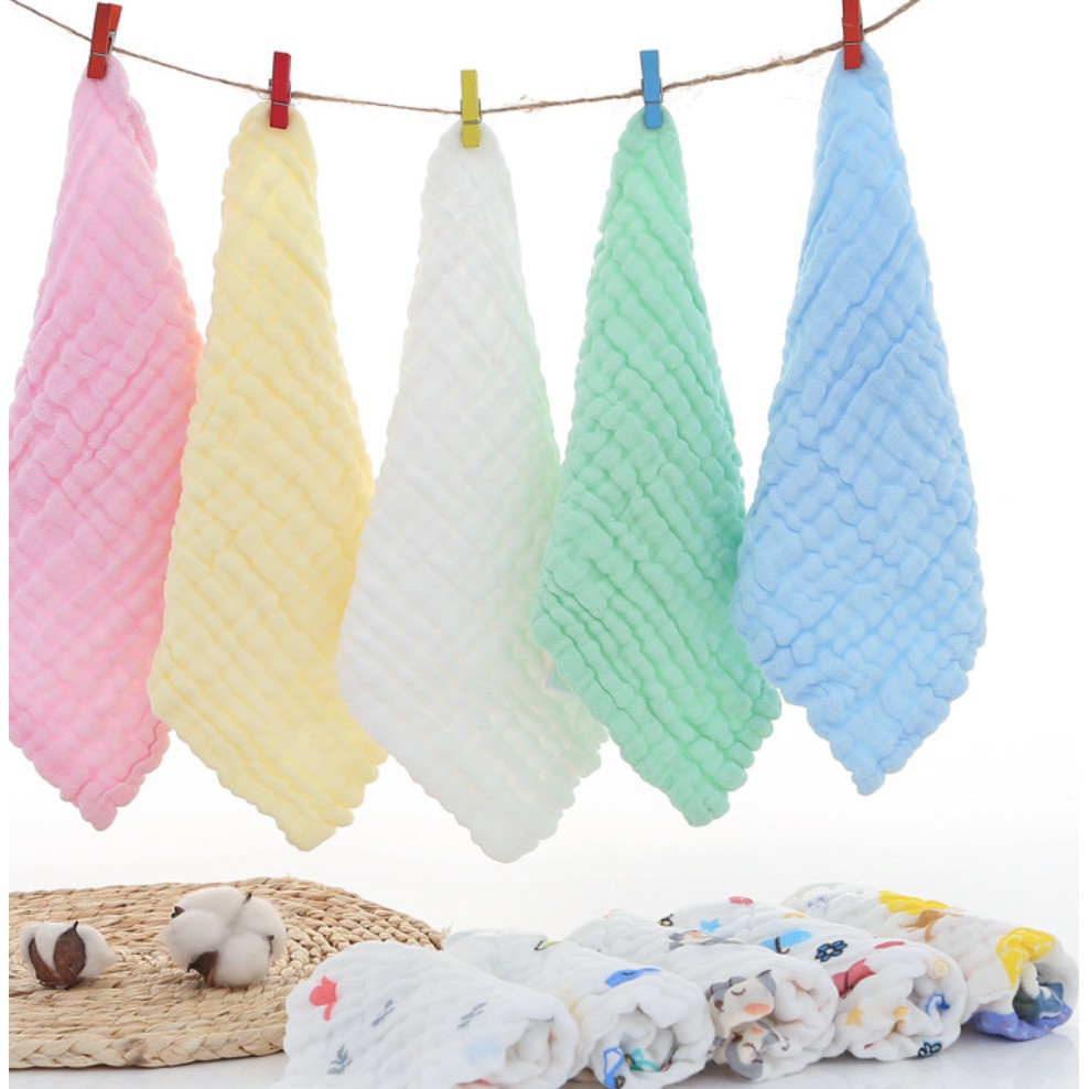 Bán lẻ 1 cái khăn mặt NHĂN TRƠN 6 lớp cho bé