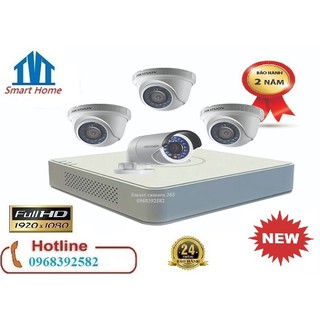 Trọn bộ 4 Camera Hikvision Full HD 1080P Full phụ kiện cho khách tự lắp tại nhà
