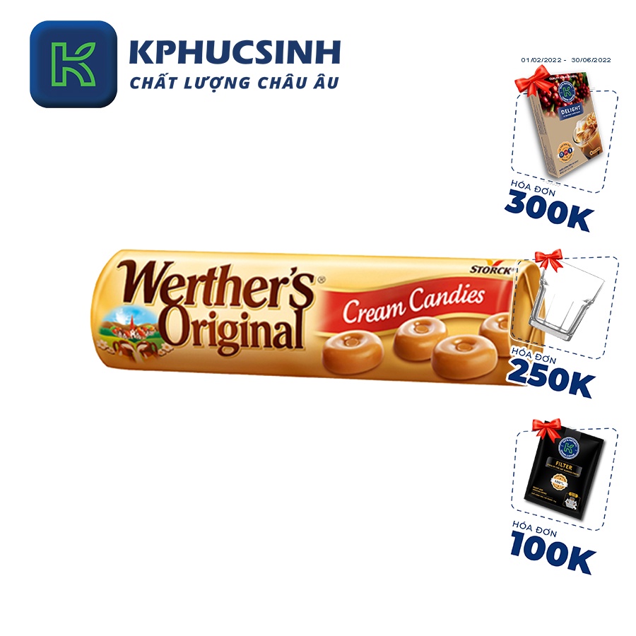 Kẹo caramen kem Werther's Original 50g dạng thỏi KPHUCSINH - Hàng Chính Hãng