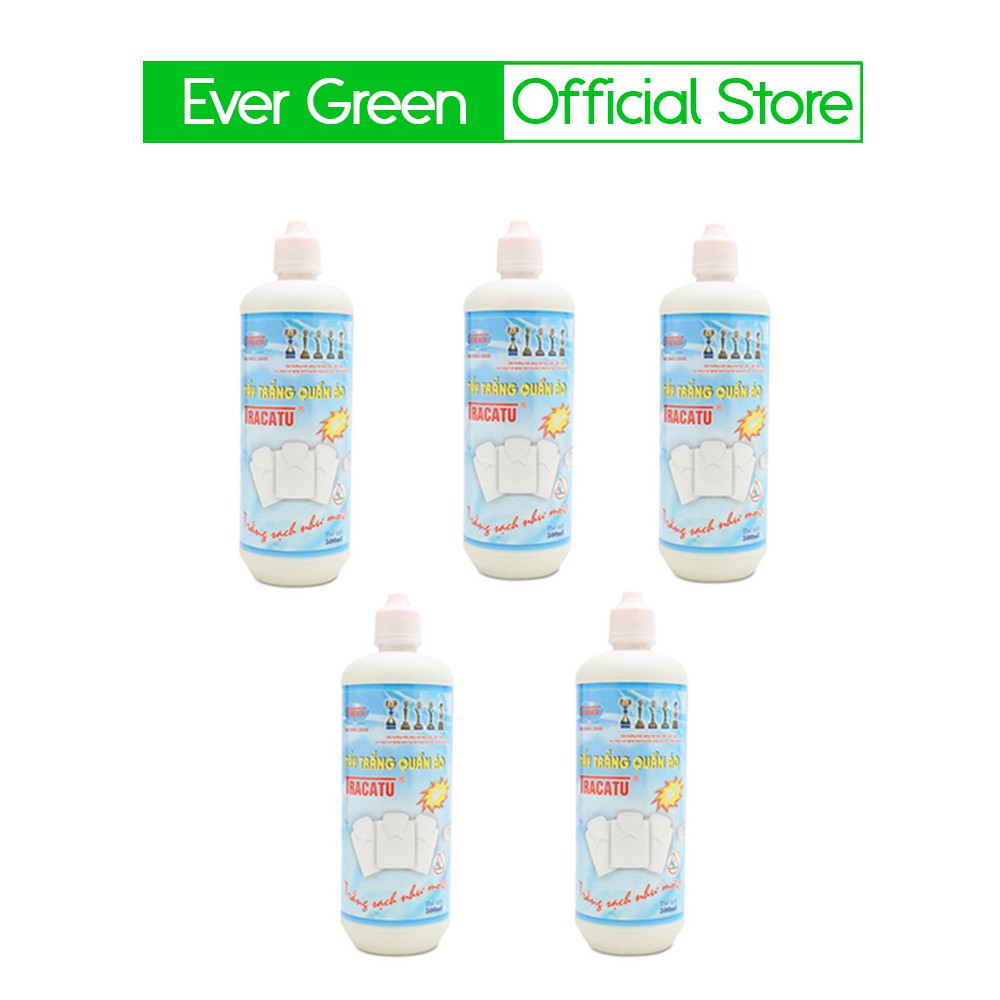 Combo 5 chai thuốc tẩy trắng tẩy mốc quần áo đa năng tracatu loại 500ml EVERGREEN