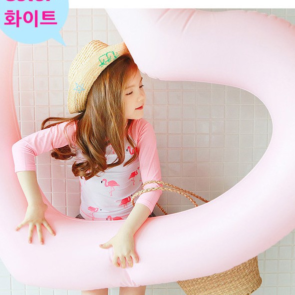 Bộ bơi dài tay bé gái họa tiết hồng hạc siêu cute DB06
