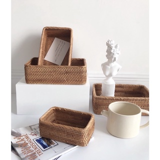 Set 3 khay mây đựng mỹ phẩm và đồ dùng