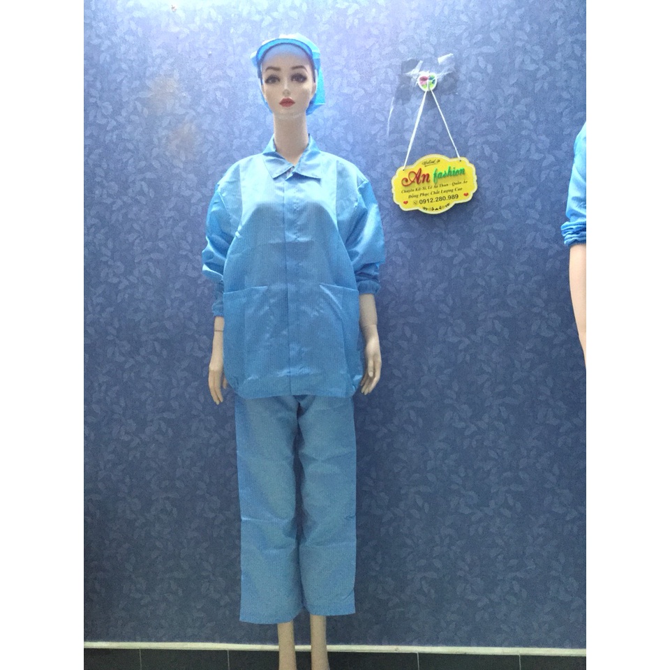 Quần Áo Bảo Hộ Lao Động Size Nữ Màu Xanh _ Hình Chụp Thật