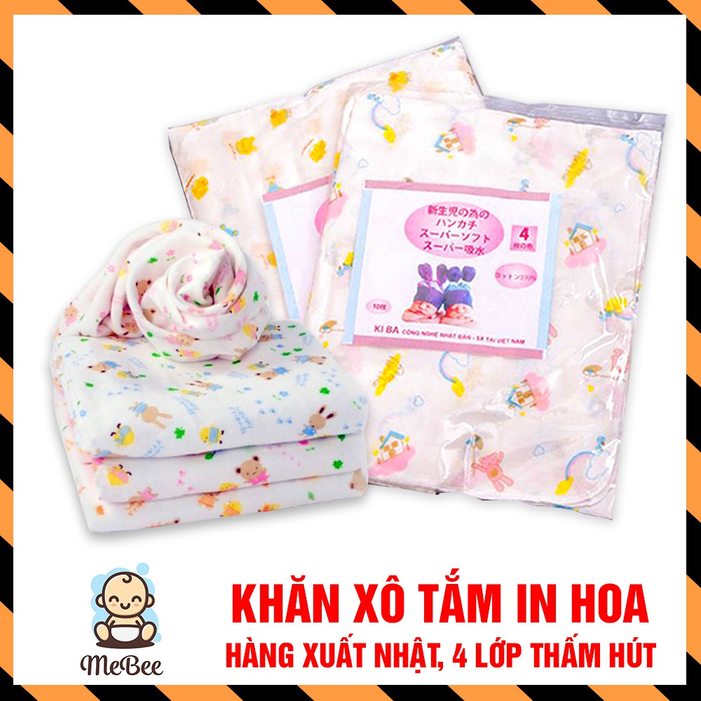 Khăn xô tắm in hoa 4 lớp siêu thấm siêu mềm, hàng xuất Nhật