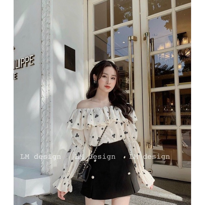 Áo trễ vai hoa nhí 🎀Freeship🎀Kèm video ảnh thật