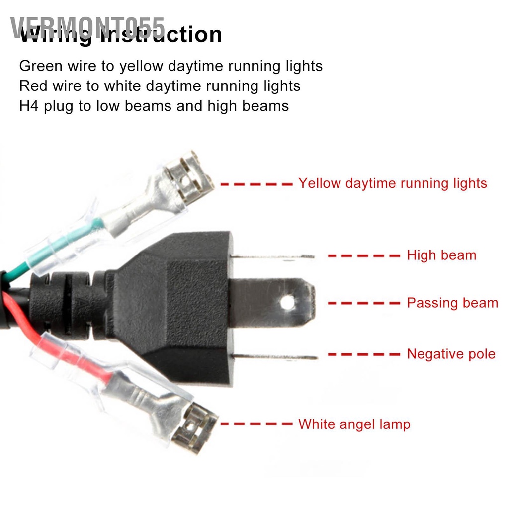 Có thể bán buôn Đèn pha 7in dành cho xe máy LED Angel Eye Tròn IP67 Chống thấm nước 12‑80V Ánh sáng vàng đỏ Phổ quát Vermont055 Hàng giao ngay