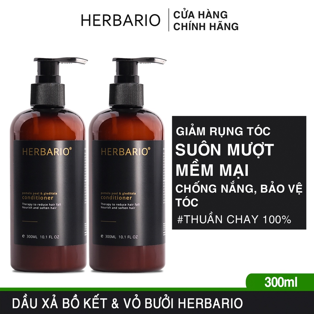 Combo 2 chai Dầu xả Vỏ bưởi và Bồ kết Herbario 270ml/1chai