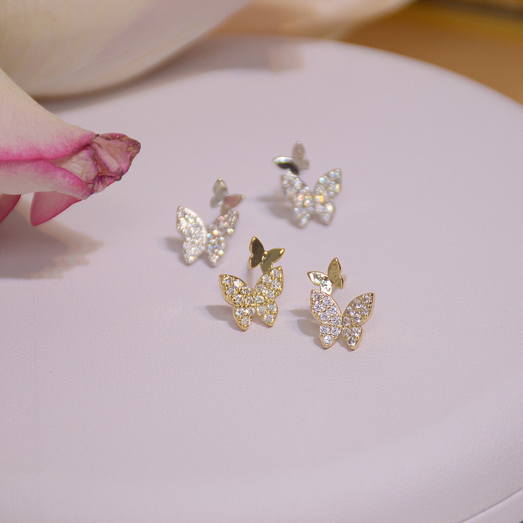 Set 3 Đôi Bông Tai Nữ Bươm Bướm Châu Bạc Cao Cấp ERASHOP 076561 - Đơn Giản, Dễ Thương, Tiện Lợi, Siêu Rẻ Đẹp