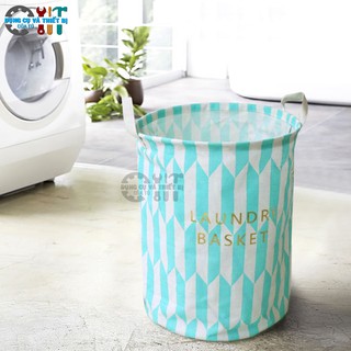 Giỏ đựng đồ tiện dụng chống thấm nước laundry basket trắng xanh