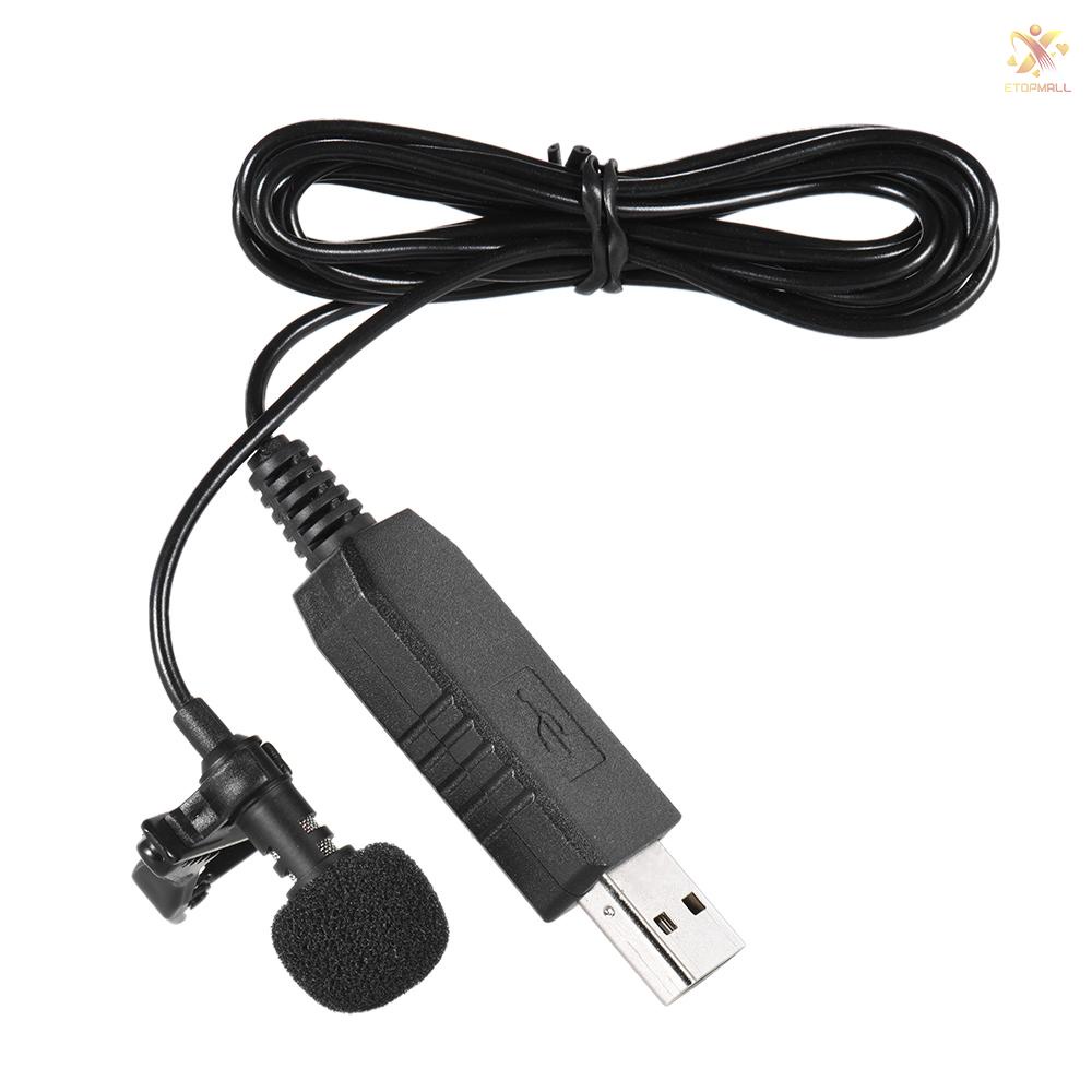 ET 150cm Portable Mini Clip-on Omni-Directional Stereo USB Mic Microphone for PC Computer