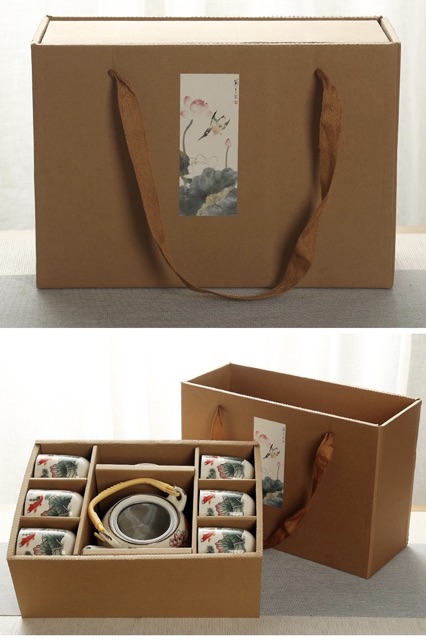 Set bộ ấm trà 6 tách Nhật Bản (gồm cả khay gỗ, có hộp quà tặng để làm quà biếu)