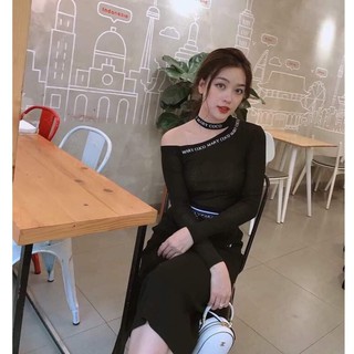 Áo khoét vai chocker cổ viền chữ Chất thun giấy