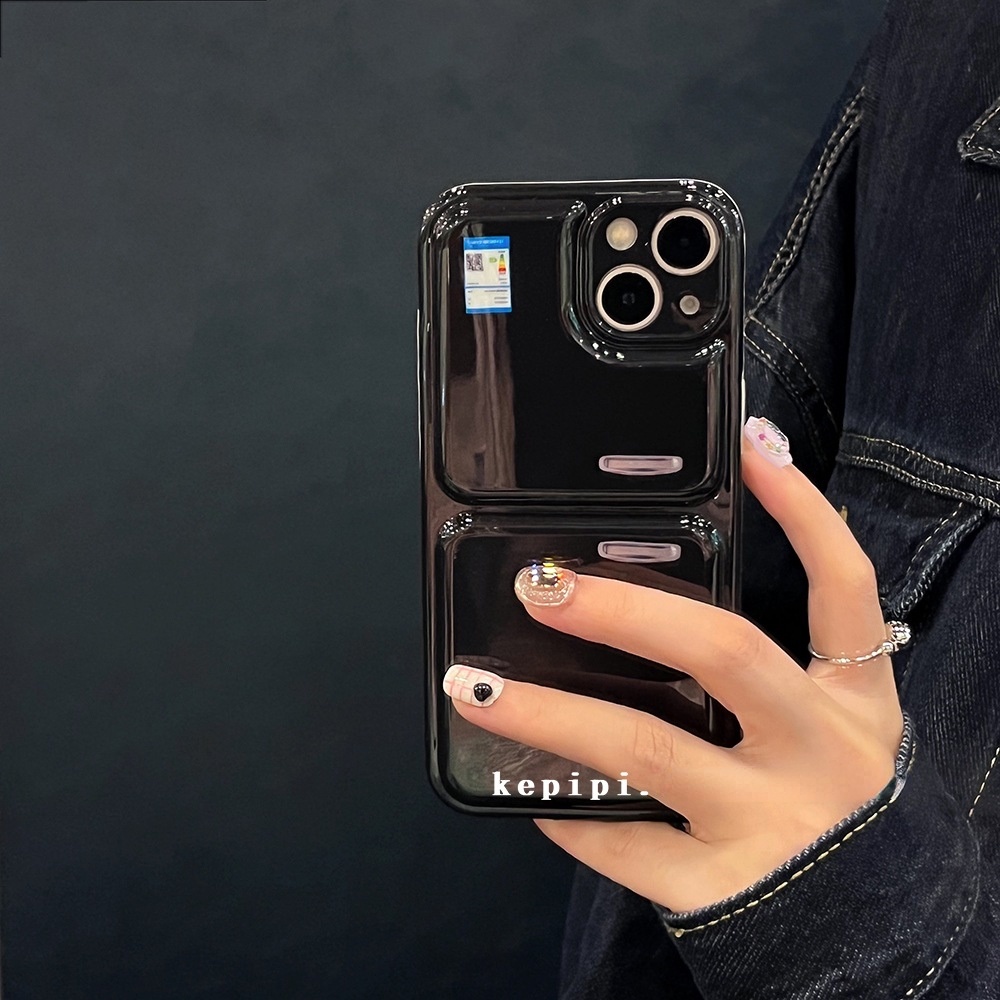 Ốp điện thoại họa tiết tủ lạnh trắng đen đơn giản sáng tạo dành cho iPhone 12 / 13promax 11 / x