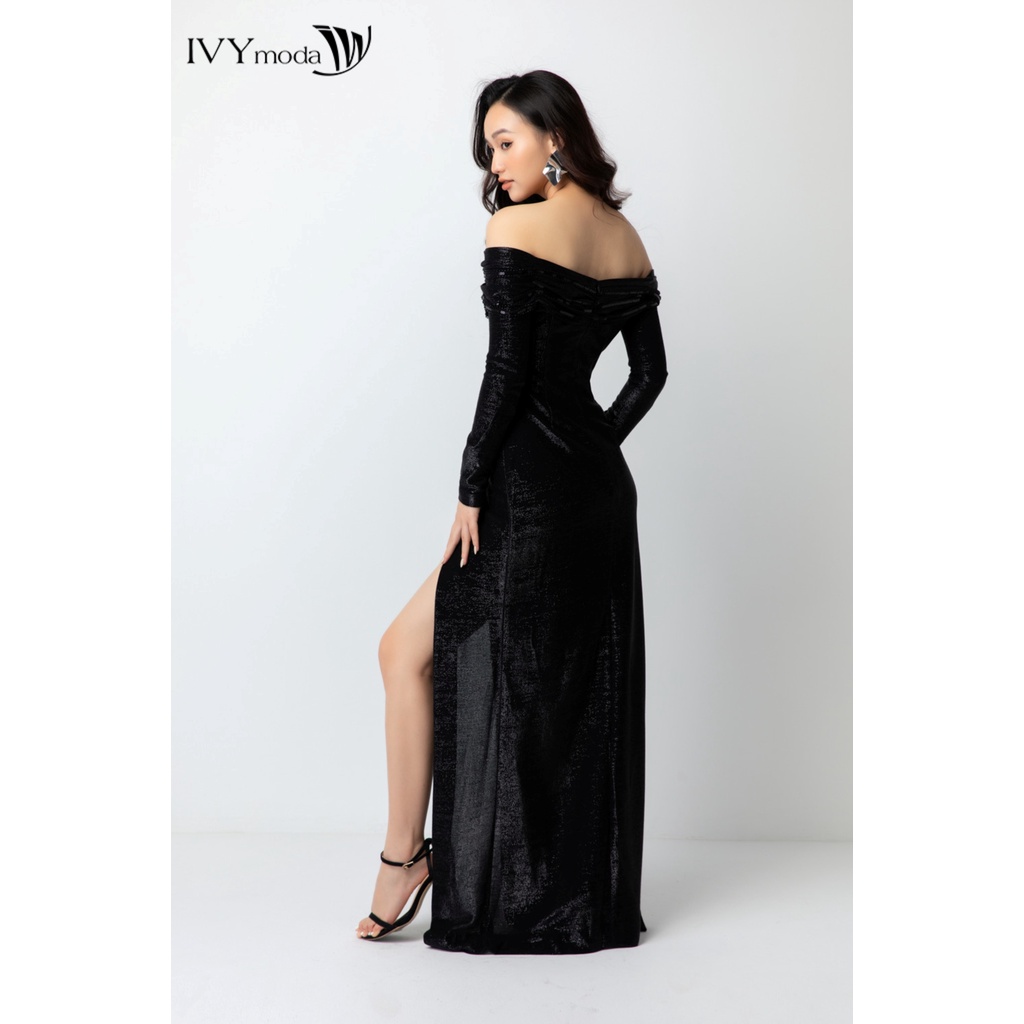 Đầm dạ hội trễ vai đính kim sa IVY moda MS 45S2320