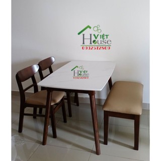 Bộ Bàn ăn Mango giả đá 2 ghế + ghế băng (Freeship nt HCM)