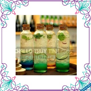 Bình thủy tinh tròn nút gỗ 350ml