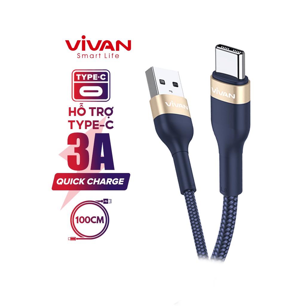 Cáp Sạc Nhanh Lightning/Type-C/Micro VIVAN Dây Dù Cho Các Dòng Android/ iOS VXC100