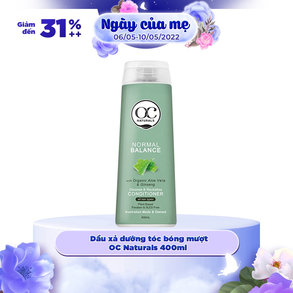 Dầu xả gốc thực vật Úc OC Naturals 400ml, chăm sóc tóc chuyên sâu, bóng mượt, mềm mượt, hư tổn