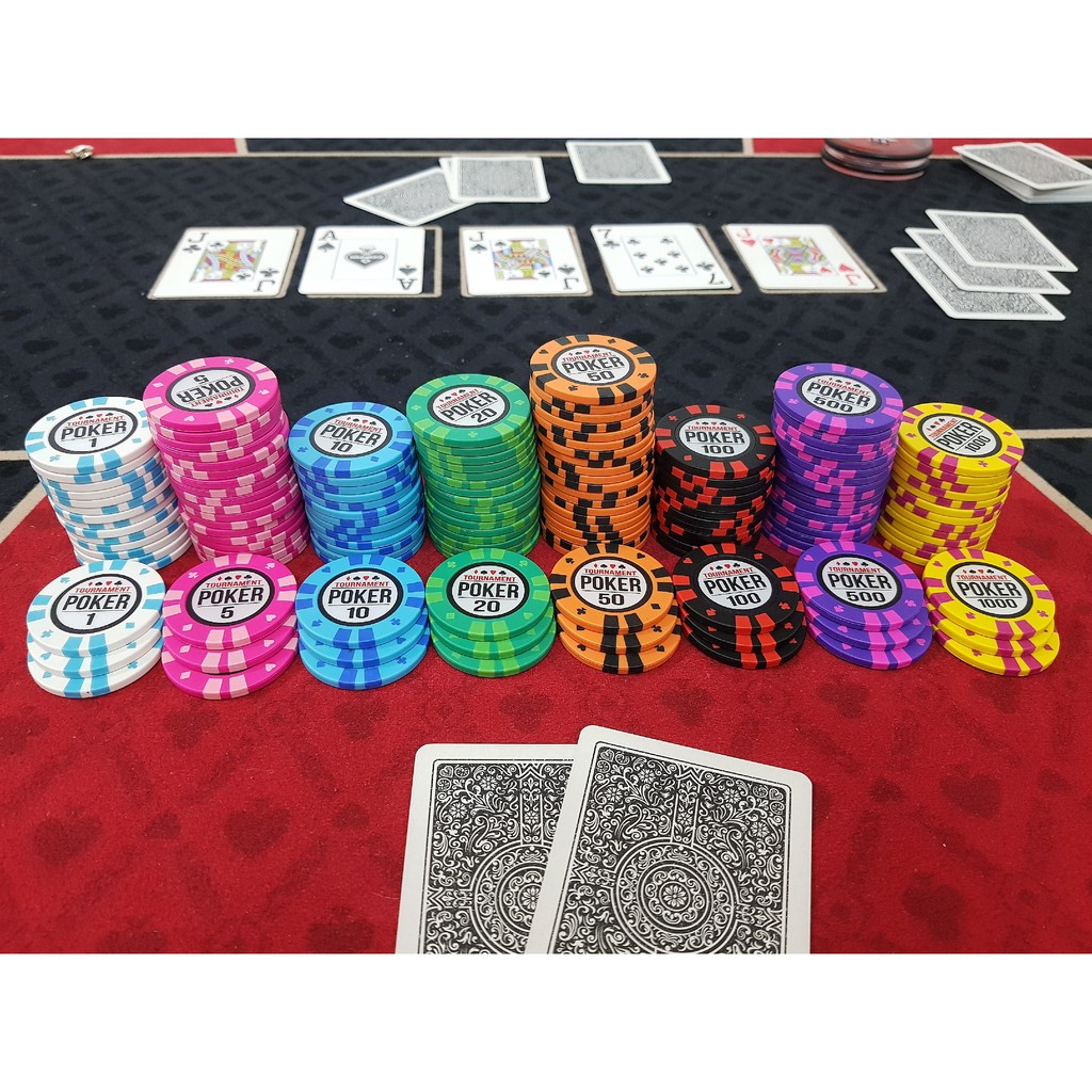 [CÓ BÀI NHỰA] Bộ vali 500 Chip poker có số Tự chọn mệnh giá phỉnh Poker Tournament lõi thép, xèng, xu casino chơi Poker