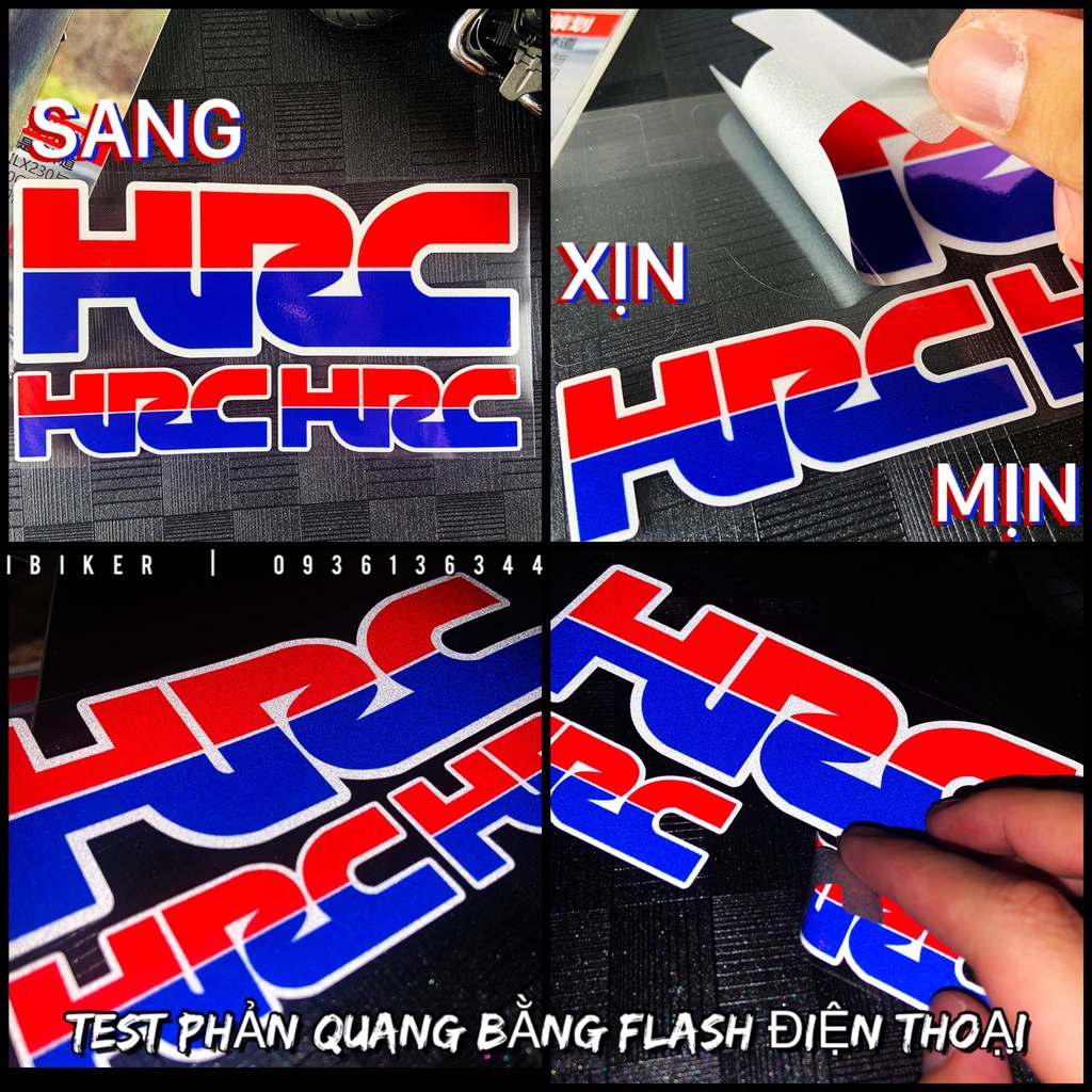 Set tem decal logo HRC phản quang cao cấp dán xe, vali, laptop, điện thoại, mũ bảo hiểm