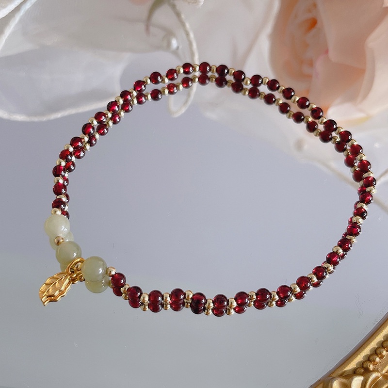 [Hàng Mới Về] Lắc Chân Đính Ngọc Bích Nhân Tạo Thương Hiệu Garnet Hetian Cho Nữ