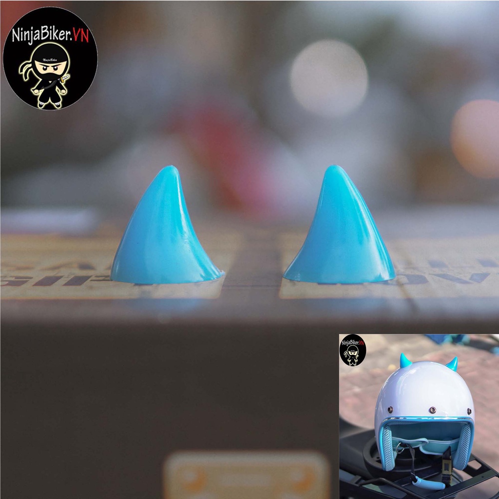 Mũ bảo hiểm 3/4 MTMAX tặng kèm sừng mini màu xanh dương nhạt