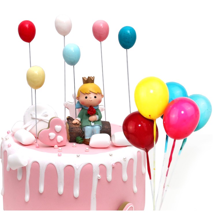 1 set bong bóng nhiều màu trang trí bánh kem sinh nhật cho bé