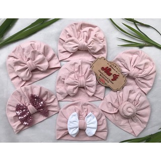 🌷🌷🌷 Khăn Turban thun cotton trùm đầu giữ ấm cho bé - Màu hồng phấn ngọt ngào