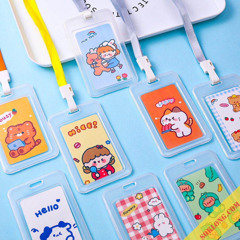 Dây đeo thẻ trong suốt K63 bao đựng thẻ cute card holder đựng thẻ sinh viên học sinh, thẻ bus dễ thương