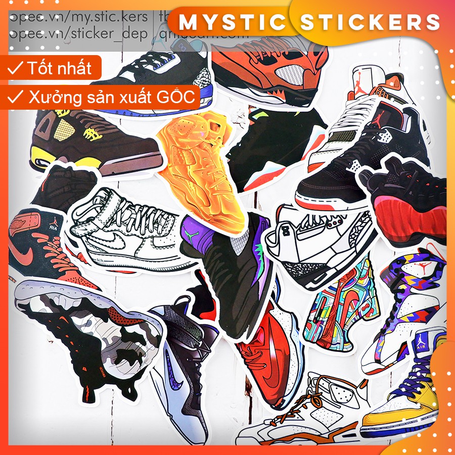 [GIÀY SNEAKER] 100 Sticker chống nước /dán xe laptop mũ bảo hiểm vali...