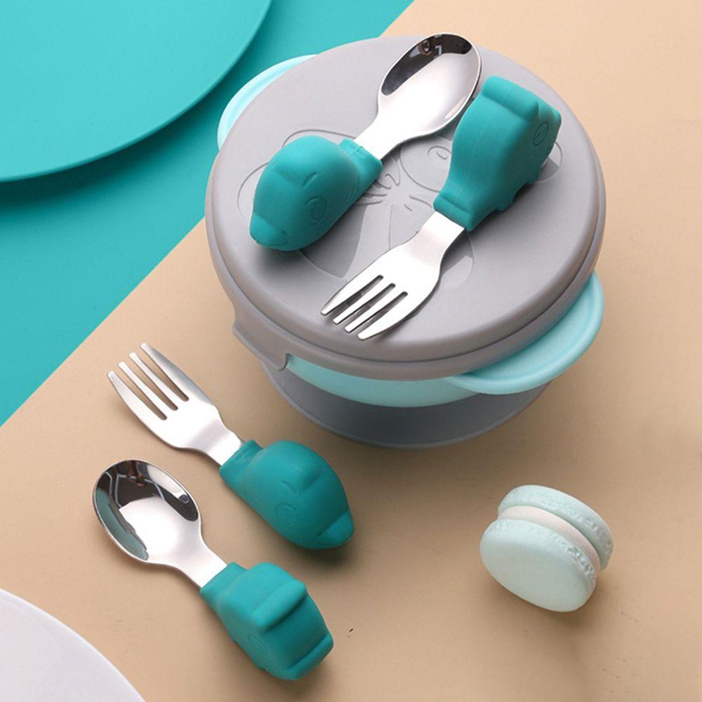 Bộ Muỗng Nĩa Tập Ăn Họa Tiết Hoạt Hình Dễ Thương Cho Bé