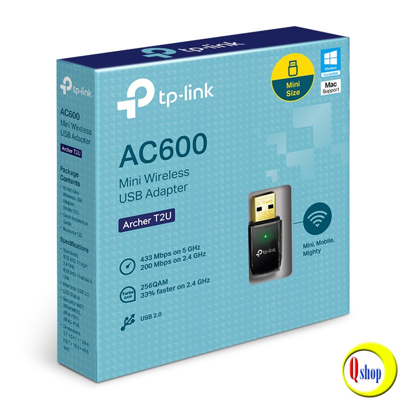 Bộ thu sóng wifi cổng USB TP-Link Archer T2U chuẩn AC600 - Hàng chính hãng