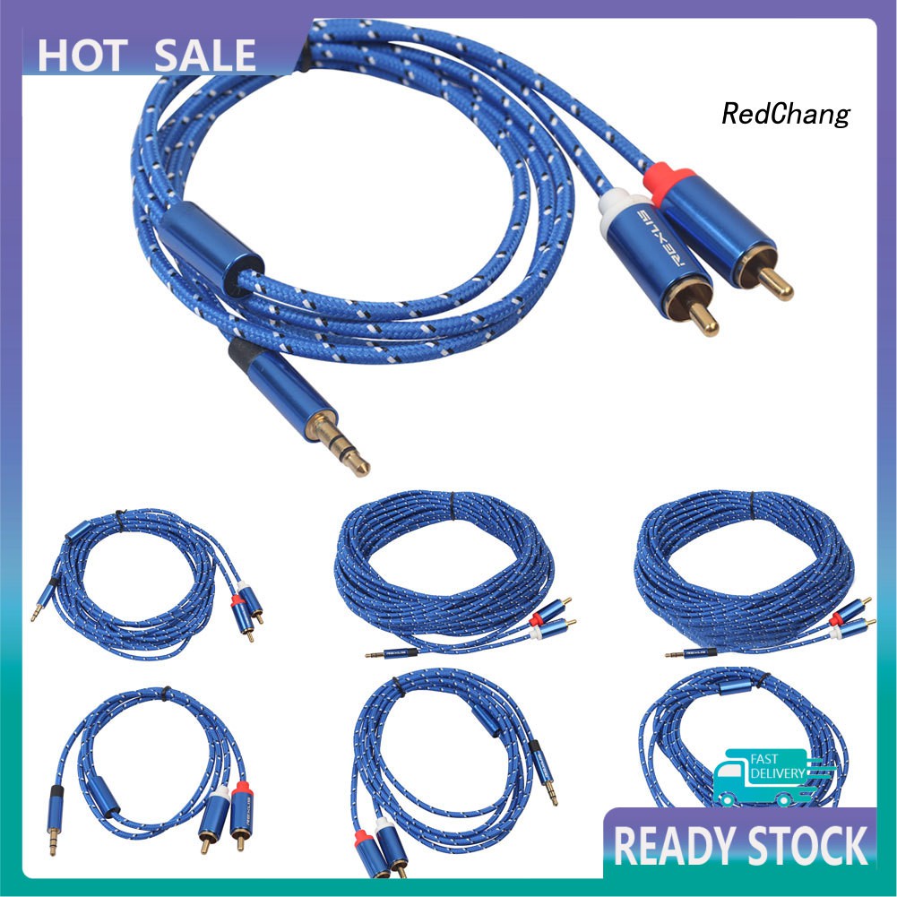 -SPQ- 2RCA to 3.5mm Jack Audio AUX Cable for Amplifier Subwoofer Speaker Home Theater