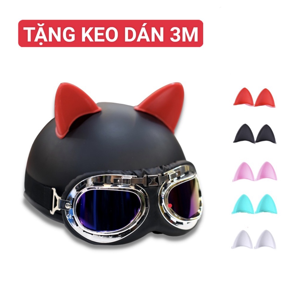 Sừng Tai Mèo Gắn Nón Bảo Hiểm - Tặng Keo Gắn 3M
