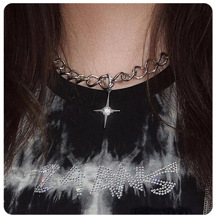 Dây chuyền 22865 thiết kế hình thánh giá / ngôi sao bốn cánh đính kim cương