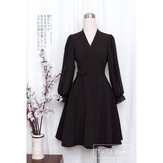 Kirina Dress TaTa Home_ Đâm xòe tay dài cổ V