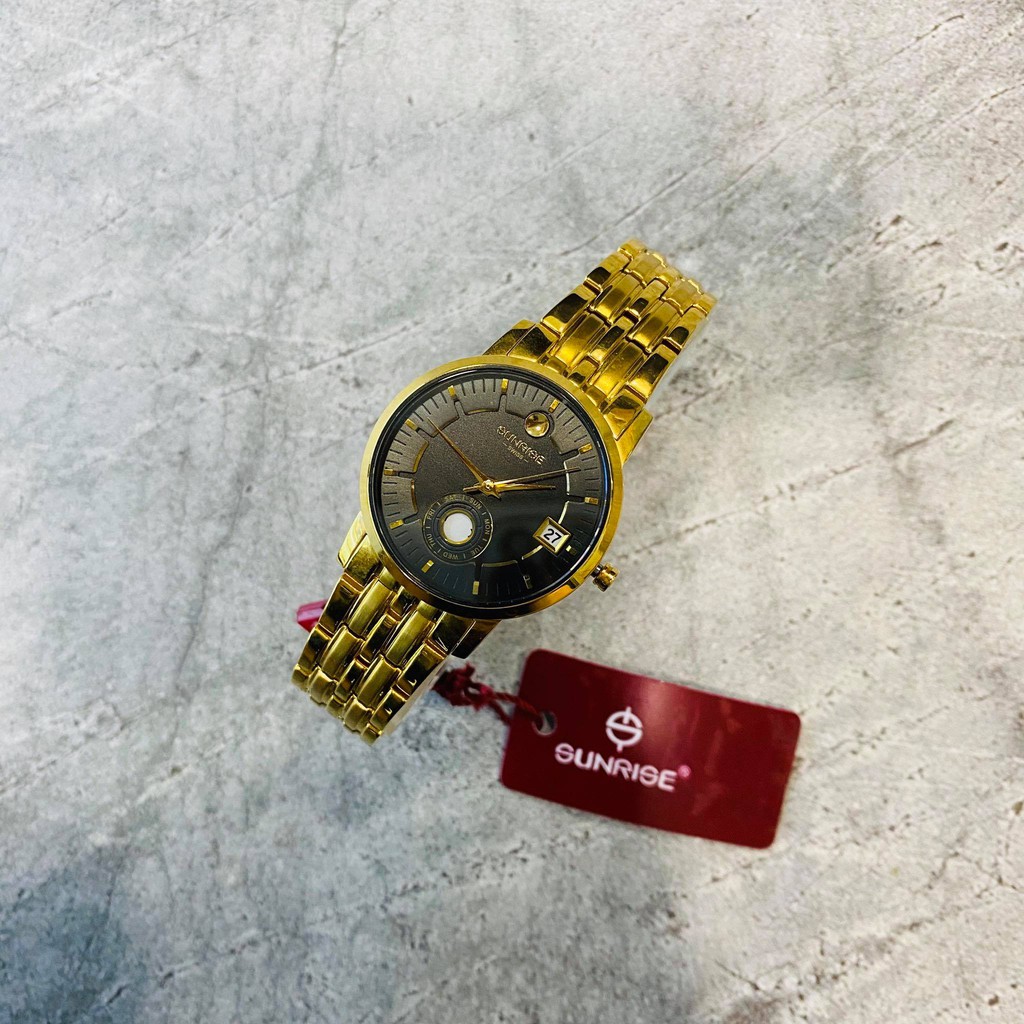 Đồng hồ Sunrise cặp đôi chính hãng Nhật Bản 2115.SA.G.D - kính saphire chống trầy -