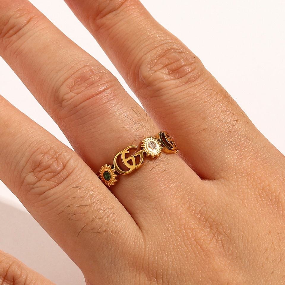 GUCCI Nhẫn đeo tay kim loại phong cách Hàn Quốc cho nữ 925