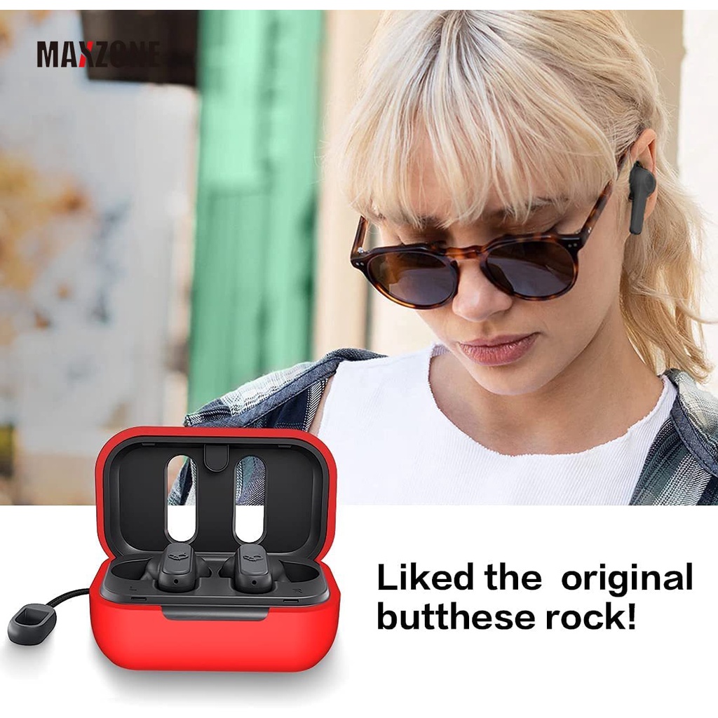 Vỏ Bảo Vệ Hộp Sạc Tai Nghe Skullcandy Dime Bằng Silicon Mềm Dẻo Chống Thất Lạc & Sốc Hình Đầu Lâu