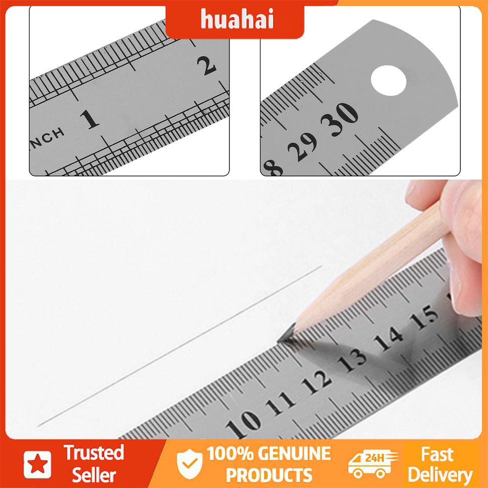 Thước kim loại bằng thép không gỉ Thước thẳng 30CM Văn phòng phẩm trường học hai mặt