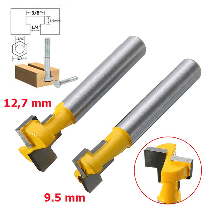 Mũi Phay Gỗ Hình Chữ T 1/4 Inch 6mm - Mũi soi gỗ móc rãnh lỗ khóa