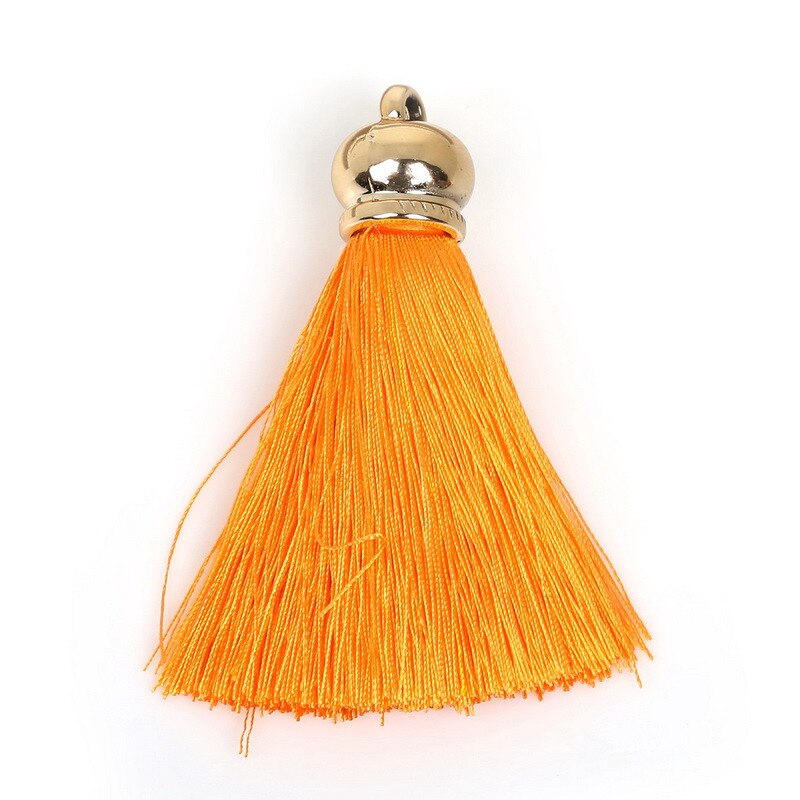 Dây tua rua 70mm bằng lụa satin và đầu khóa màu vàng nhiều màu dùng làm trang sức/ vòng cổ/ khuyên tai