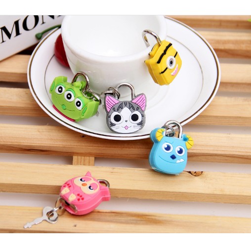 (RESTOCK) Ổ KHOÁ MINI HOẠT HÌNH CUTE kèm 2 chìa khoá BUKAO