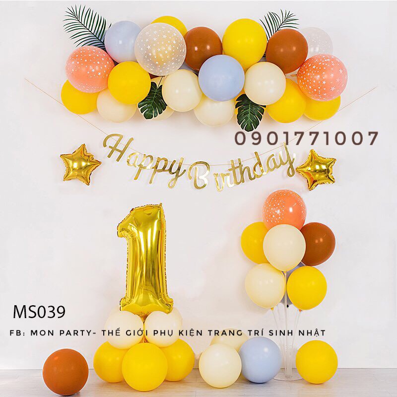 Trang trí sinh nhật cho bé 💝FREE SHIP💝Set bóng sinh nhật tone màu pastel cho bé đẹp tặng kèm nhiều phụ kiện