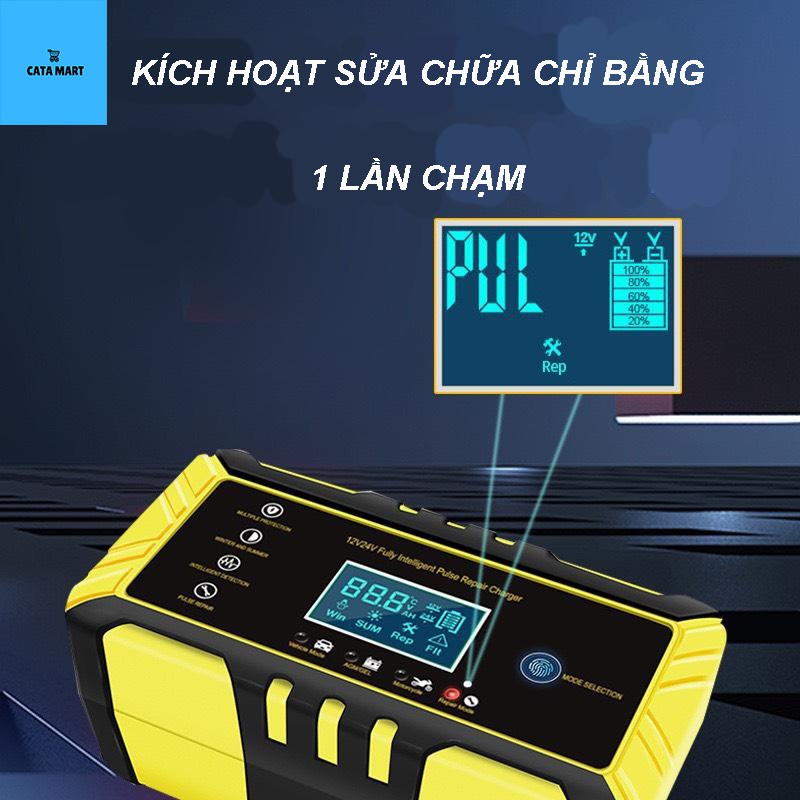 SẠC ĐA NĂNG BÌNH ẮC QUY OTO - XE MÁY 12V 4Ah - 100Ah, an toàn, tự bảo dưỡng, tự ngắt khi đầy - LB166211